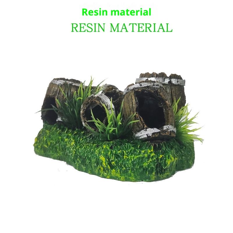 2pcs Aquarium Decorations Three Stacked Broken Barrels Fish Tank Decoration Ornament Landscaping Over Rocks Cave Saltwater Freshwater Small & Medium Fish Garden Pond Ornaments Resin