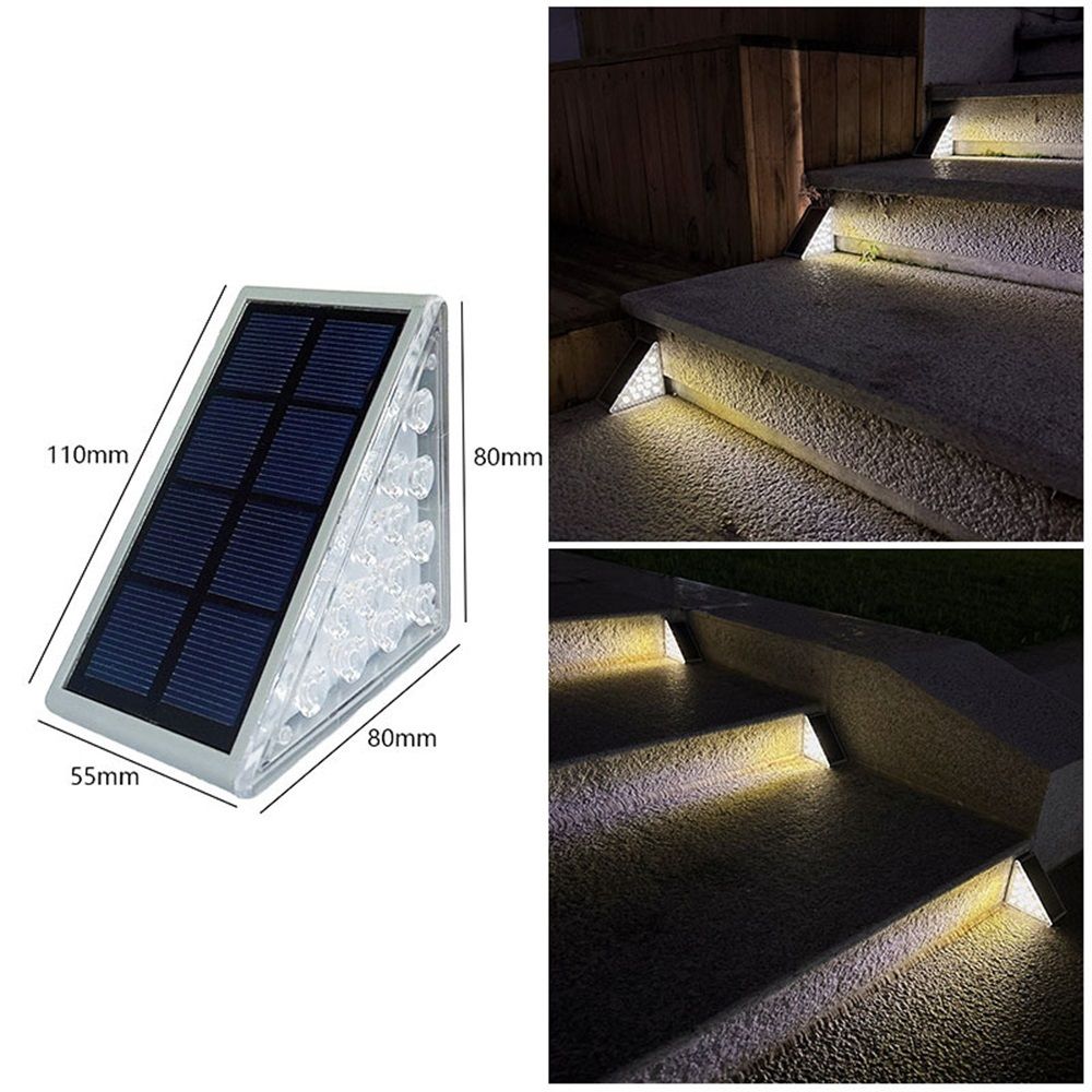 3 pack LED Solar Step Lights Waterproof Outdoor Stair Lights, Warm White Solar Deck Light Solar Decoration Lights for Yard, Patio, Garden, Walkways, Front Door, Pathway, Driveway, Porch