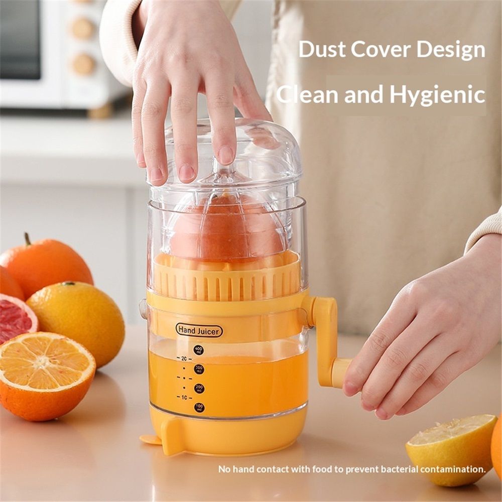 Manual Citrus Juicer with Rotating Crank - Large Capacity Hand Press for Lemon Orange Lime Grapefruit | Max Extraction, Ergonomic Handle for Effortless Squeezing, Dishwasher Safe & Compact Storage