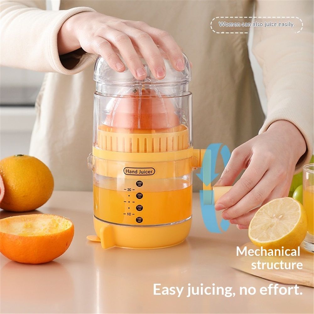 Manual Citrus Juicer with Rotating Crank - Large Capacity Hand Press for Lemon Orange Lime Grapefruit | Max Extraction, Ergonomic Handle for Effortless Squeezing, Dishwasher Safe & Compact Storage