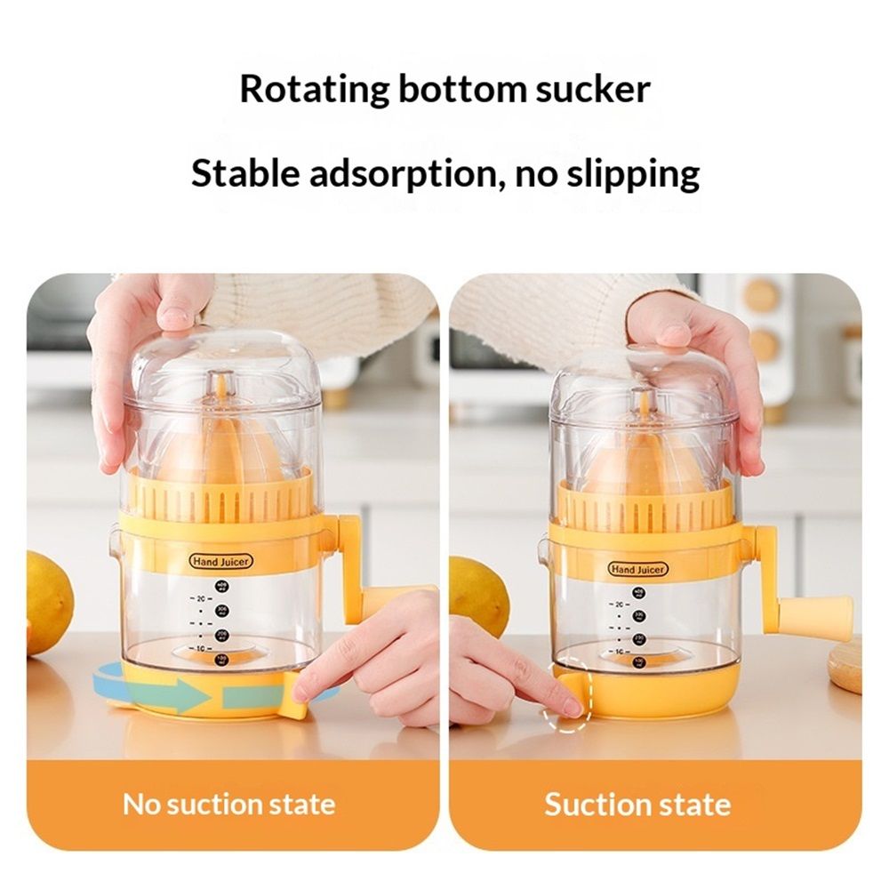 Manual Citrus Juicer with Rotating Crank - Large Capacity Hand Press for Lemon Orange Lime Grapefruit | Max Extraction, Ergonomic Handle for Effortless Squeezing, Dishwasher Safe & Compact Storage