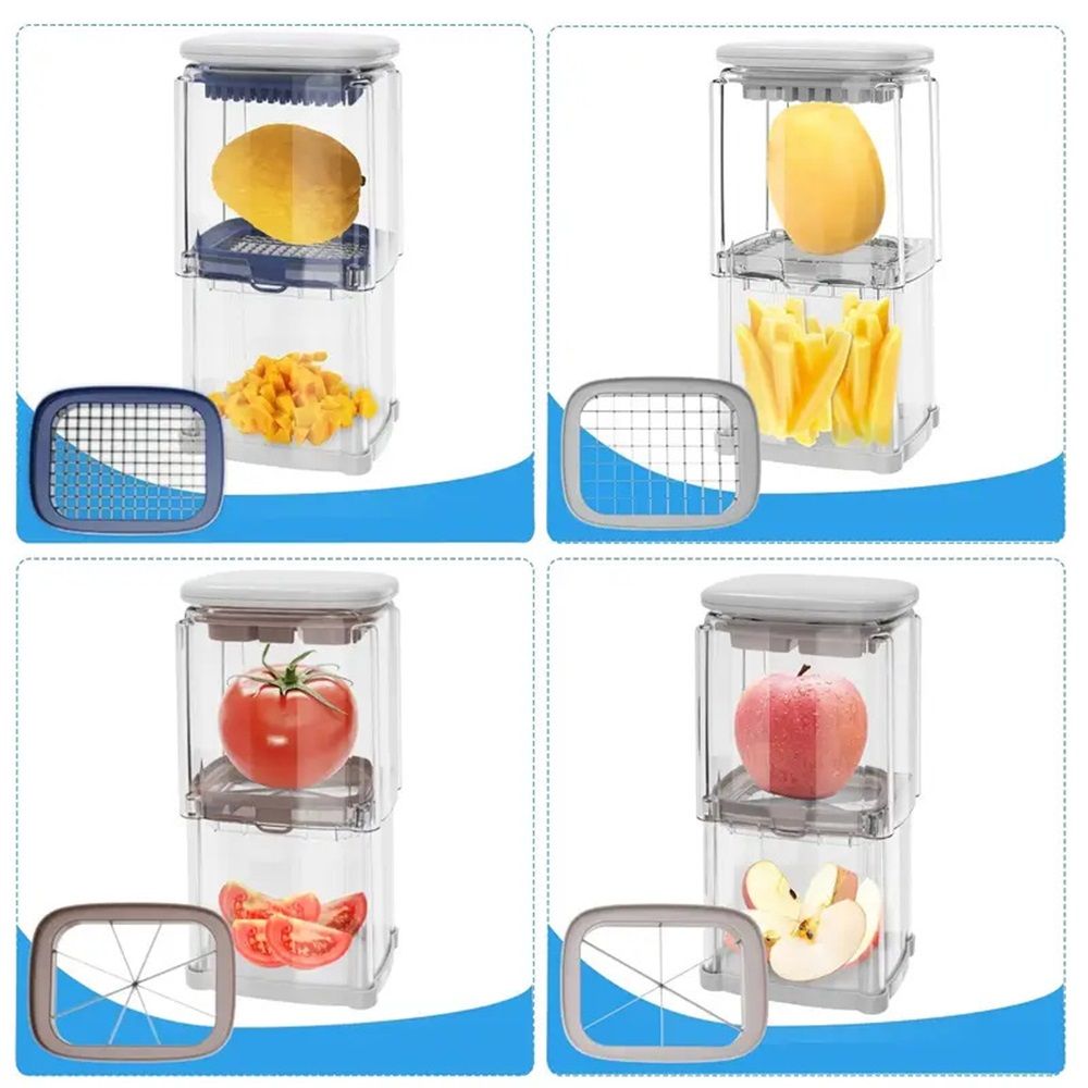 Vegetable Chopper: Veggie Dicer Fruit Slicer, Potato French Fry Cutter, Wedge Cutter, Onion Chopper, Safe to Use, Easy to Clean & Store（Only box）