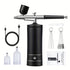 USB Rechargeable Airbrush Kit: Portable, Versatile, And Safe Compressor for Crafts, Tattoos, Cake Decorating & More with Cleaning Kit Waist-length 2-speed powder pump + airbrush + 2 pots + brush