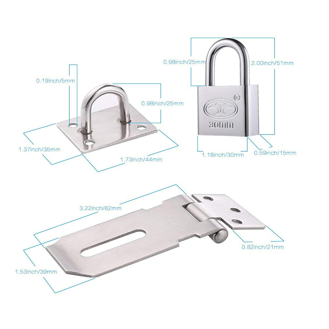30mm Door Bolt with Latch and Keys - Heavy-Duty Security Lock for Home & Office