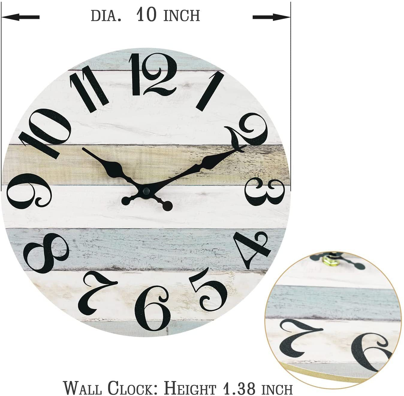Wooden Wall Clock - Vintage-Style Decorative Clock for Home & Office