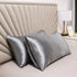 A pair of solid-color silk-like pillowcase pillowcase and envelope pillow (silver)