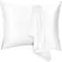 A pair of solid-color silk-like pillowcase pillowcase and envelope pillow (white)