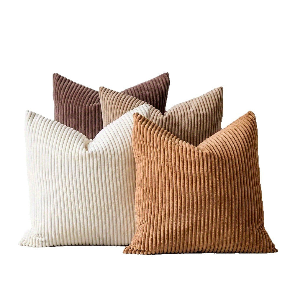 4pcs Nordic striped throw pillows, cushions, sofa solid color cushions, corduroy cushions, waist cushions, headboard (coffee-colored series), 45*45cm (without pillow core)