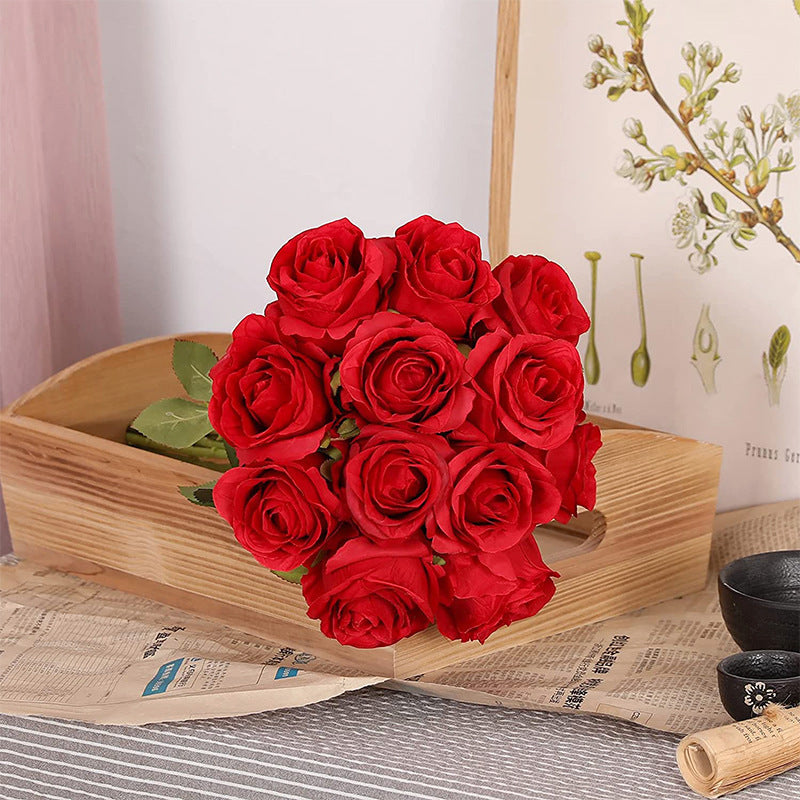 15 pieces of rose artificial flower home wedding Valentine's Day gift rose (red)