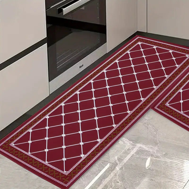 Kitchen Rug 2-Piece Set - Non-Slip, Water-Absorbent & Oil-Resistant Floor Mats