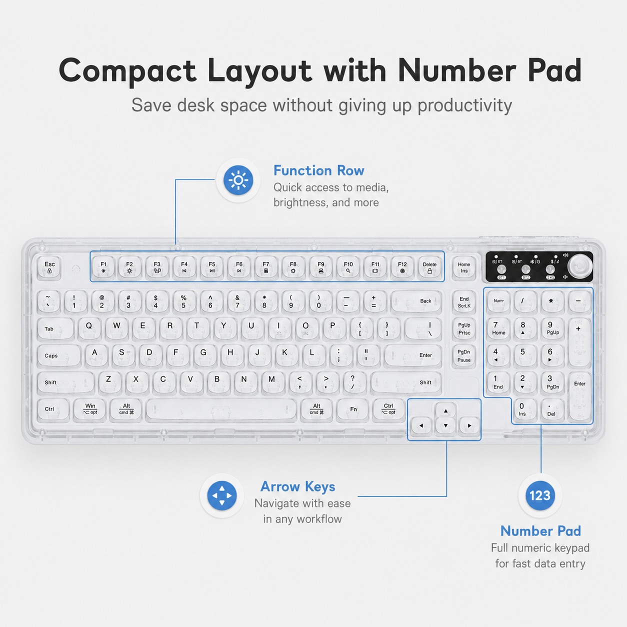 104-Key Hot-Swappable Mechanical Gaming Keyboard, RGB, USB-C, Blush White