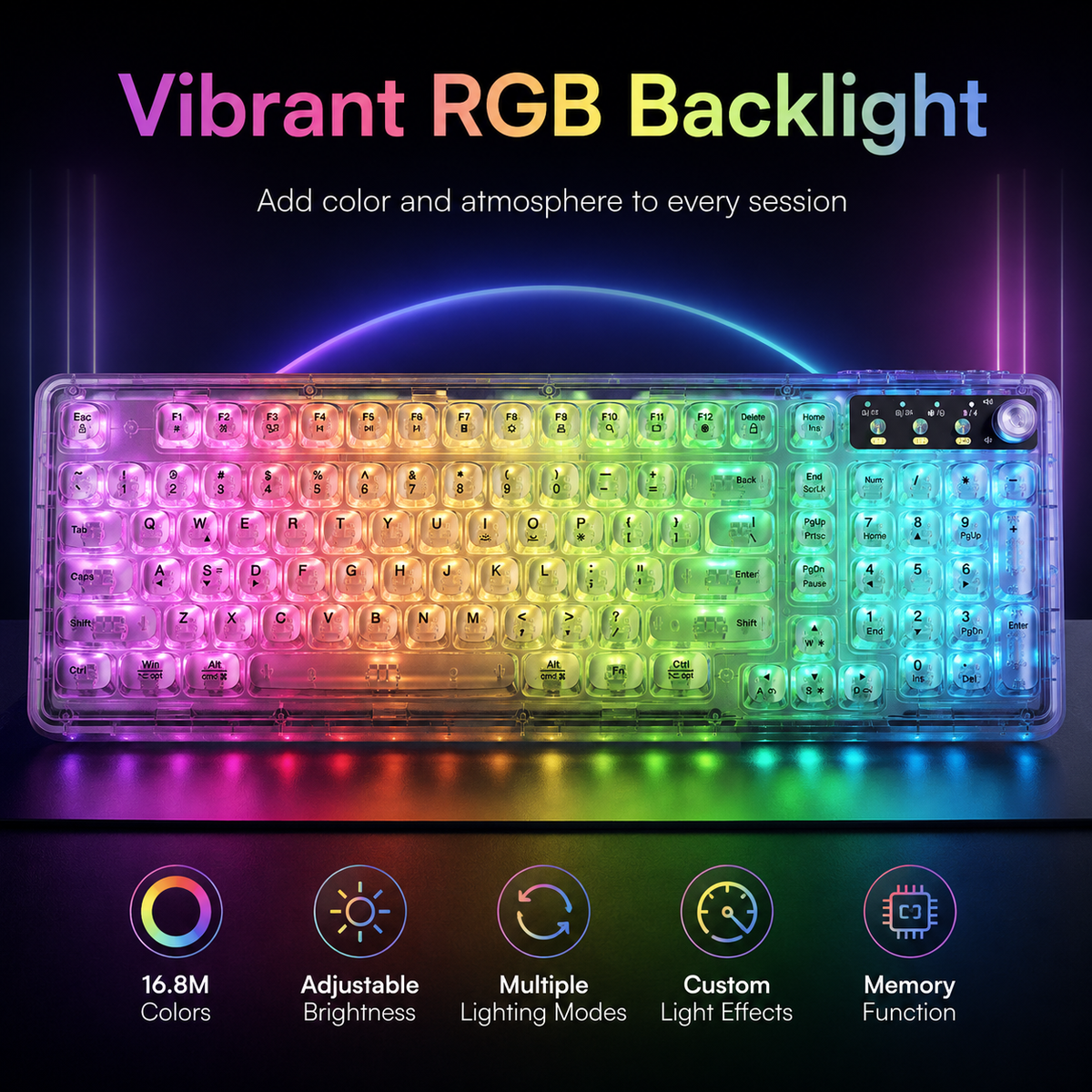 104-Key Hot-Swappable Mechanical Gaming Keyboard, RGB, USB-C, Blush White