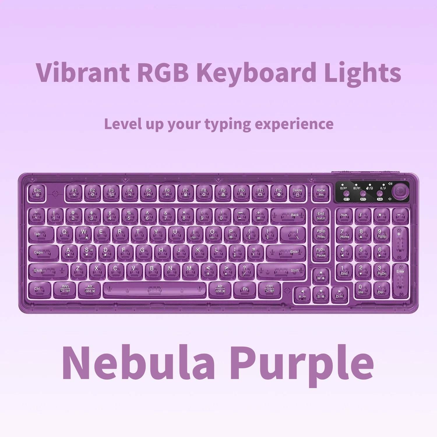 104-Key Hot-Swappable Mechanical Gaming Keyboard, RGB, USB-C, Nebula Purple