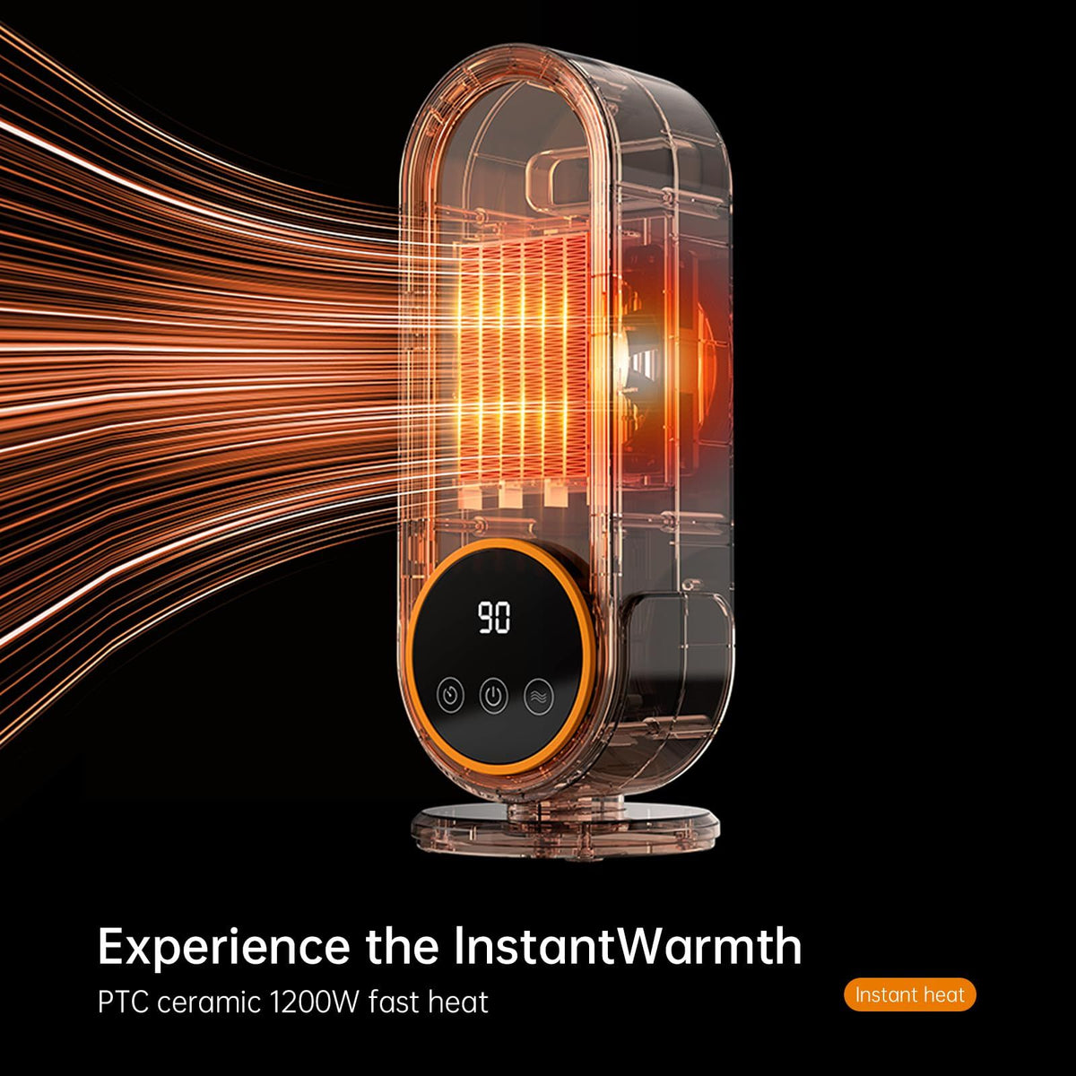 Space Heaters for Indoor Use with Remote, 2s Efficient Heating, Overheat & Tilt Protection, 1200W PTC Ceramic Portable Heater with Display, Timer, Two-Speed, Electric Heater for Bedroom Office,Timer + Remote