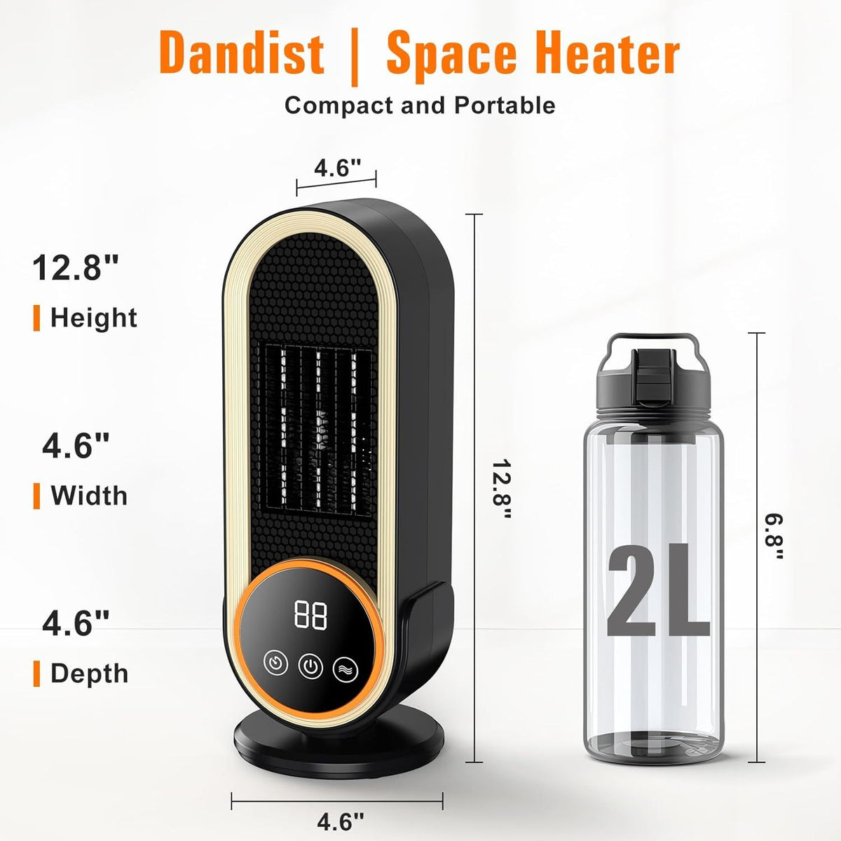 Space Heaters for Indoor Use with Remote, 2s Efficient Heating, Overheat & Tilt Protection, 1200W PTC Ceramic Portable Heater with Display, Timer, Two-Speed, Electric Heater for Bedroom Office,Timer + Remote