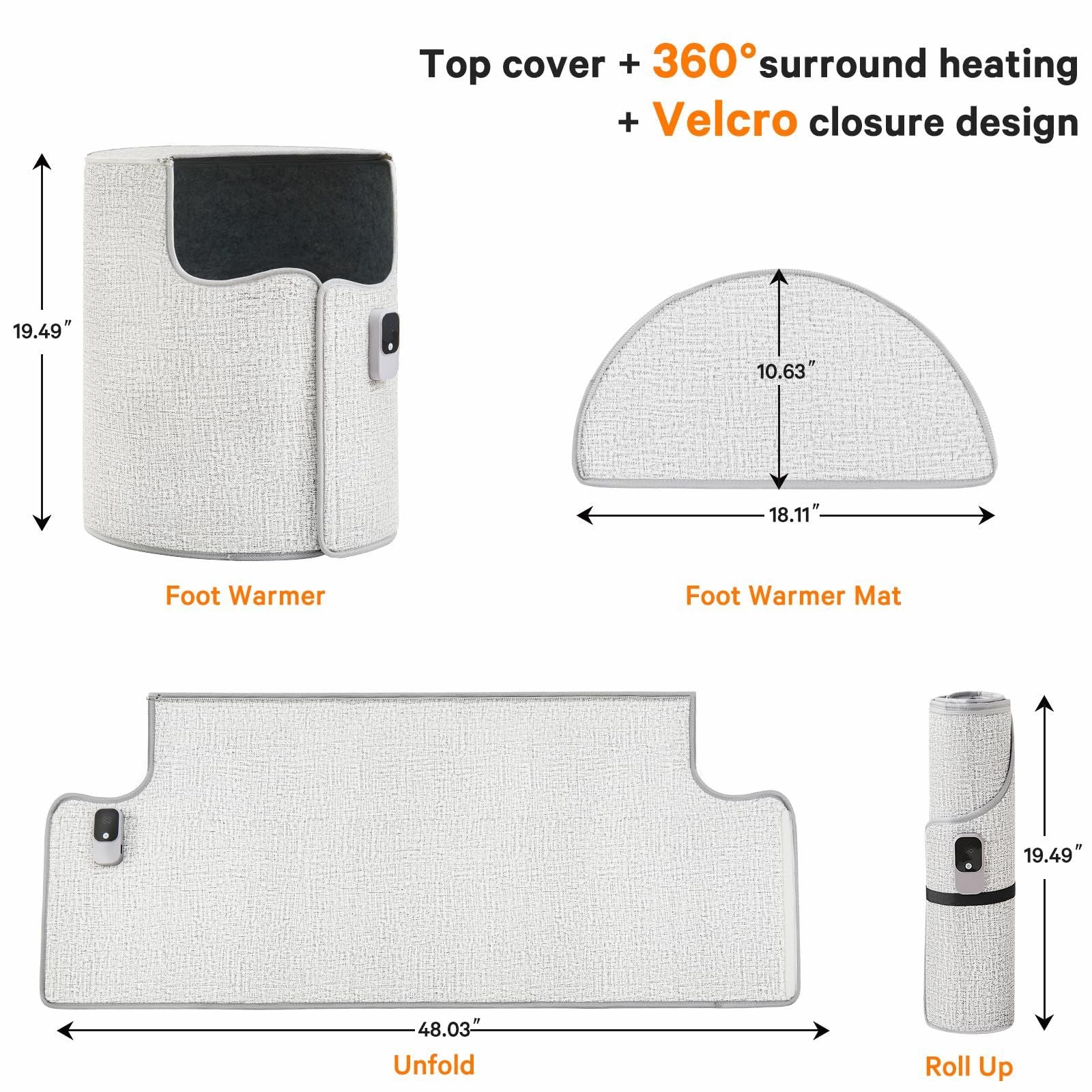 Under Desk Heater, 150W Quiet Foot Warmers for Feet with Detachable Foot Heating Pad, Graphene Radiant Heat Panel with Thermostat & Timer, Portable Energy-Saving for Office/Home,3 Heat Levels