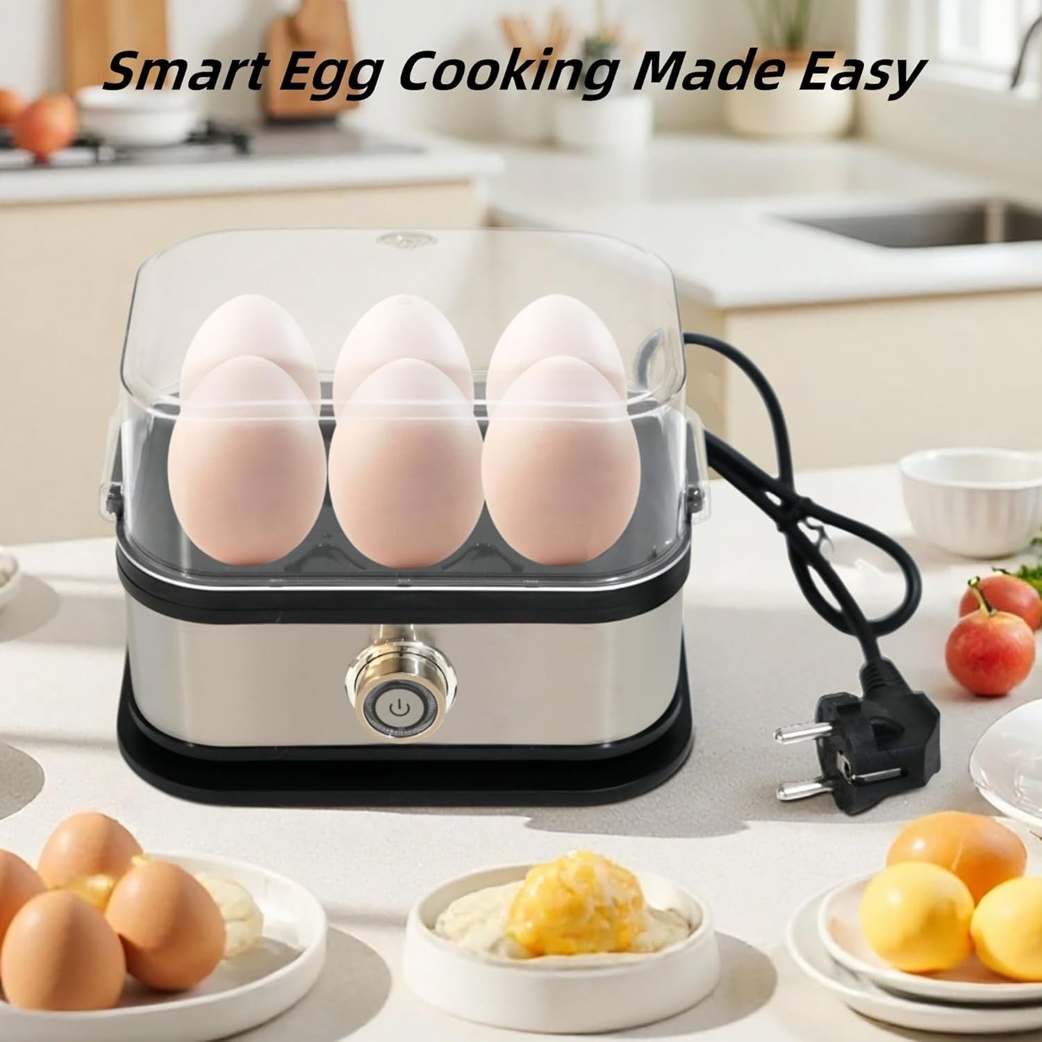 Smart Egg Cooker Auto Shut Off Multi-Function 6 Egg Capacity Electric