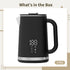 Black electric kettle, 1.7L stainless steel kettle, 1500W rapid heating, with LED display, adjustable temperature, double-walled anti-scalding design, automatic power-off.