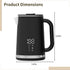 Black electric kettle, 1.7L stainless steel kettle, 1500W rapid heating, with LED display, adjustable temperature, double-walled anti-scalding design, automatic power-off.