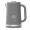 Gray electric kettle, 1.7L stainless steel kettle, 1500W rapid heating, with LED display, adjustable temperature, double-walled anti-scalding design, automatic power-off function, black.