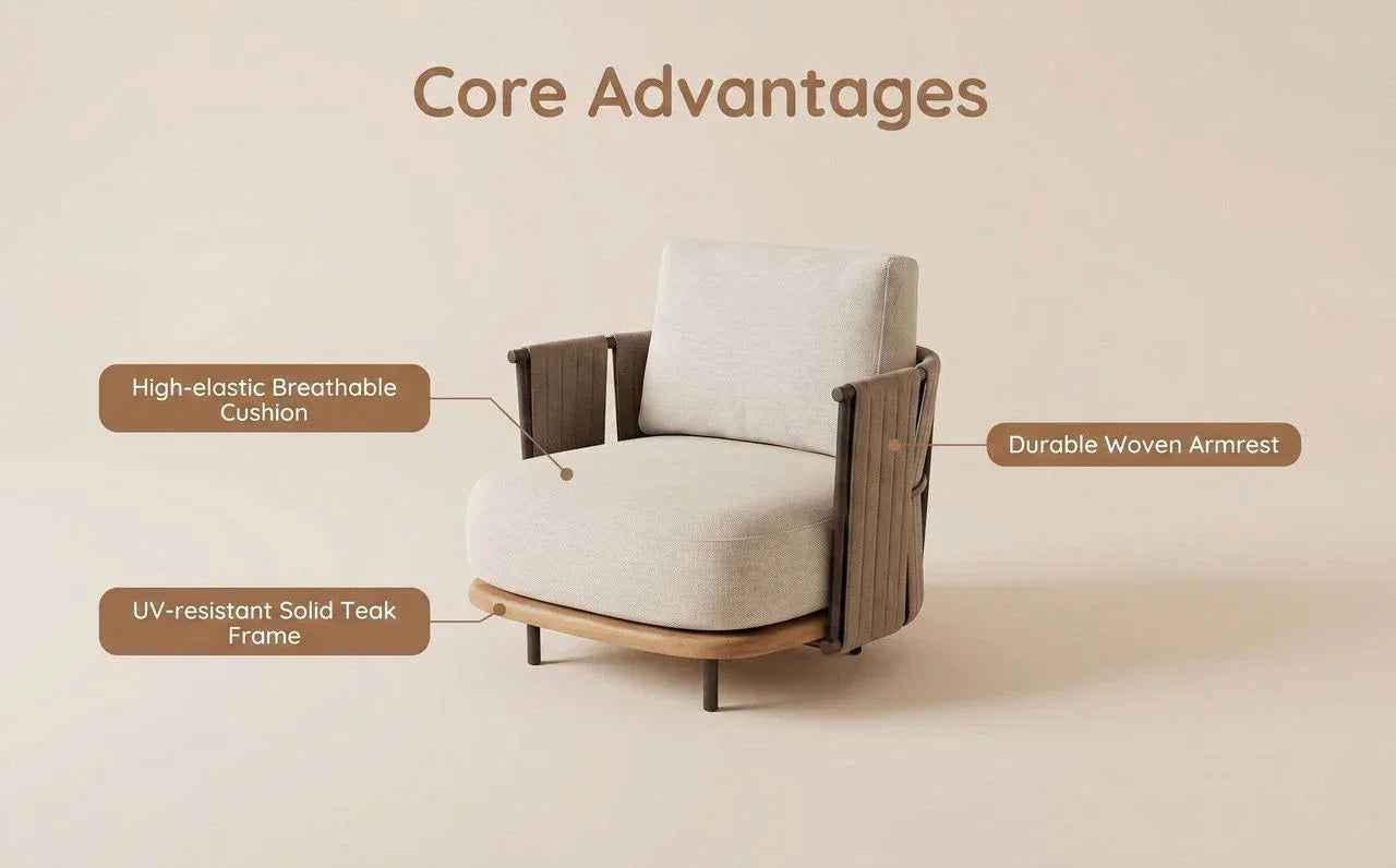 Woven Armrest Single Outdoor Sofa