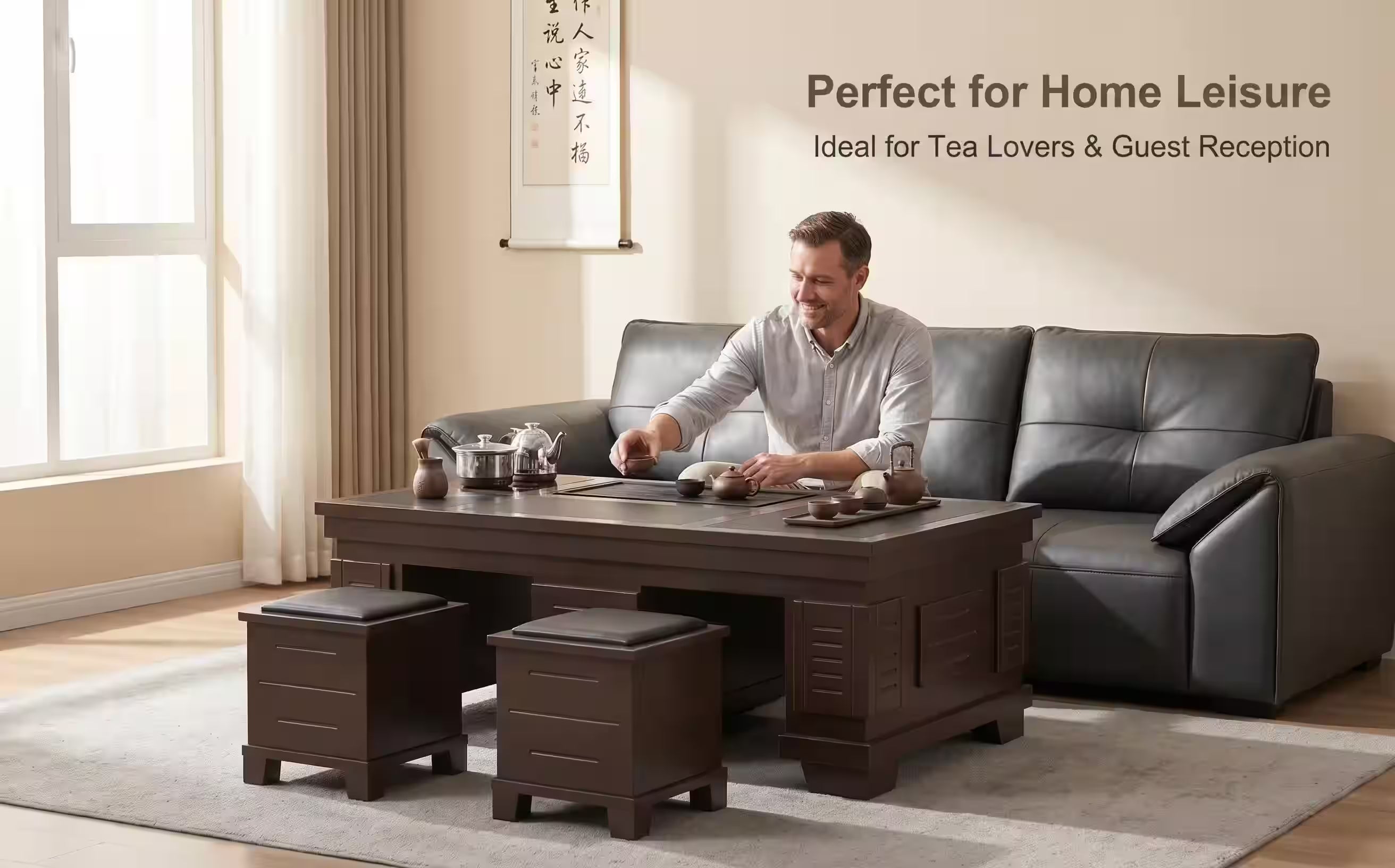 1.5m New Chinese Style Walnut Kung Fu Tea Table