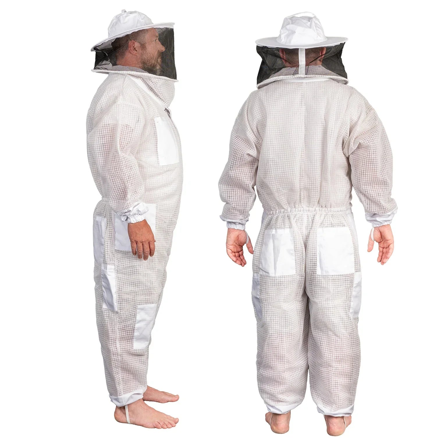 Beekeeping Bee Full Suit 3 Layer Mesh Ultra Cool Ventilated Round Head Beekeeping Protective Gear SIZE M