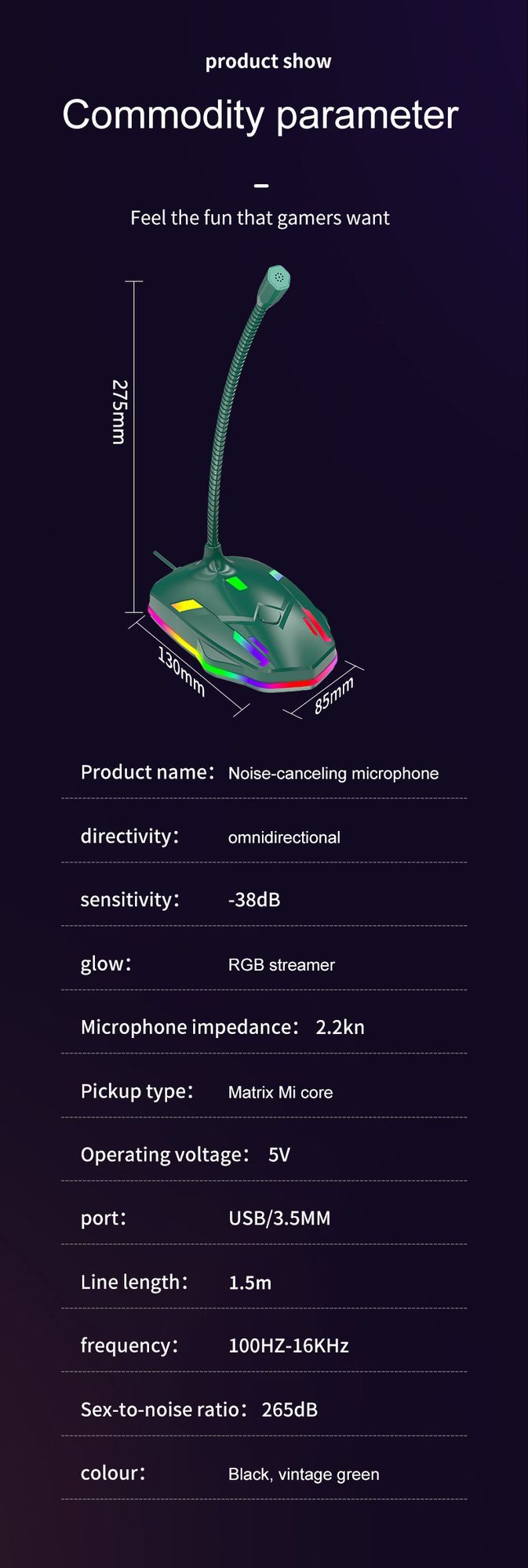 M9 Computer Noise Cancelling Microphone Ink green