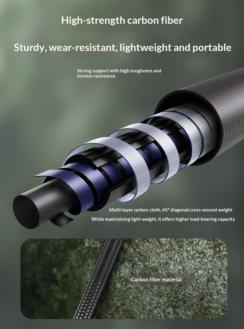 Carbon Fiber Telescopic Pole For Heights Under 170cm Lake Green