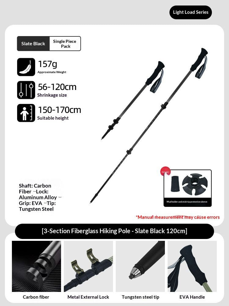 Carbon Fiber Telescopic Pole For Heights Under 170cm Slate Black