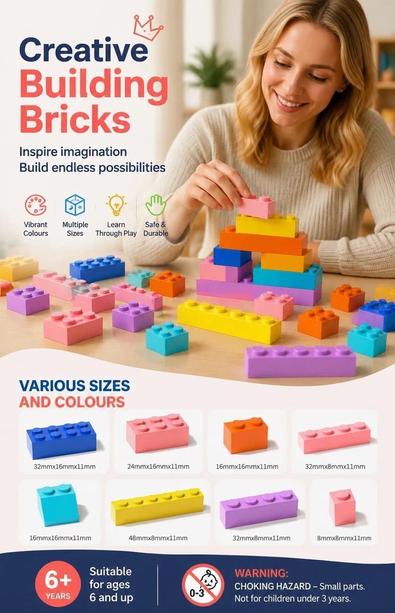 Relaxing Mini Building Blocks DIY Puzzle Toy 2 Pack, 300pcs Plain Bag Regular Colours (Separater & Instruction Included)