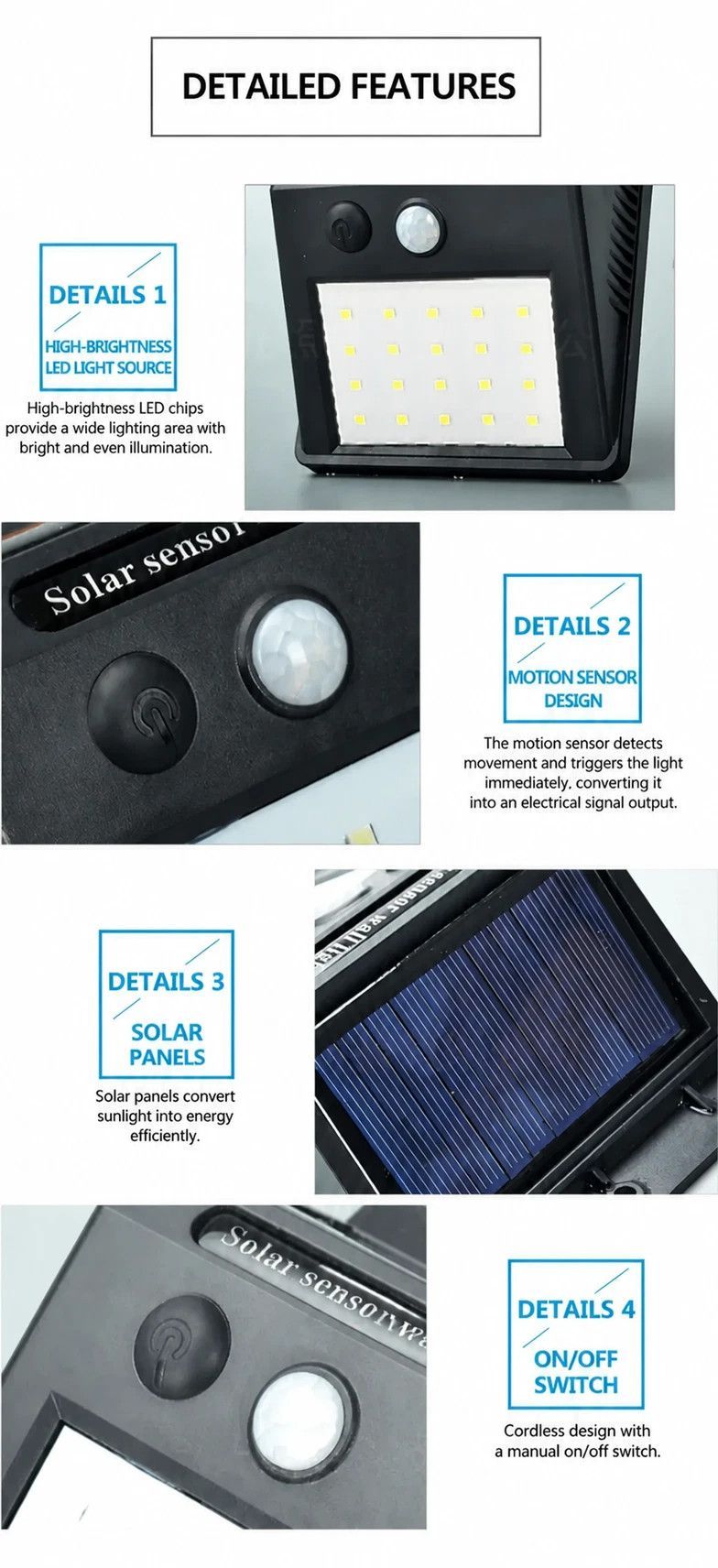 Solar LED 3-Sided Wall Lamp, 118 LED, Motion Sensor Waterproof Outdoor Lighting, Beautiful Garden Night Decor Gift