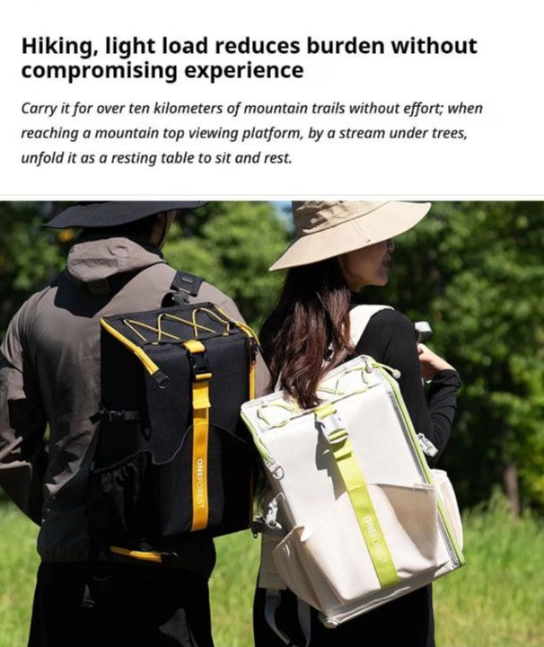 ONEFOREST Ultralight 4-Piece Camping Set, Modao New Green with Storage Bag, Aluminum Table Frame & 2 Moon Chairs, Foldable Outdoor Gear for Picnic Hiking Travel, Christmas Holiday Gift