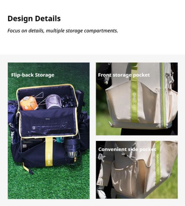 ONEFOREST Ultralight 4-Piece Camping Set, Modao New Green with Storage Bag, Aluminum Table Frame & 2 Moon Chairs, Foldable Outdoor Gear for Picnic Hiking Travel, Christmas Holiday Gift