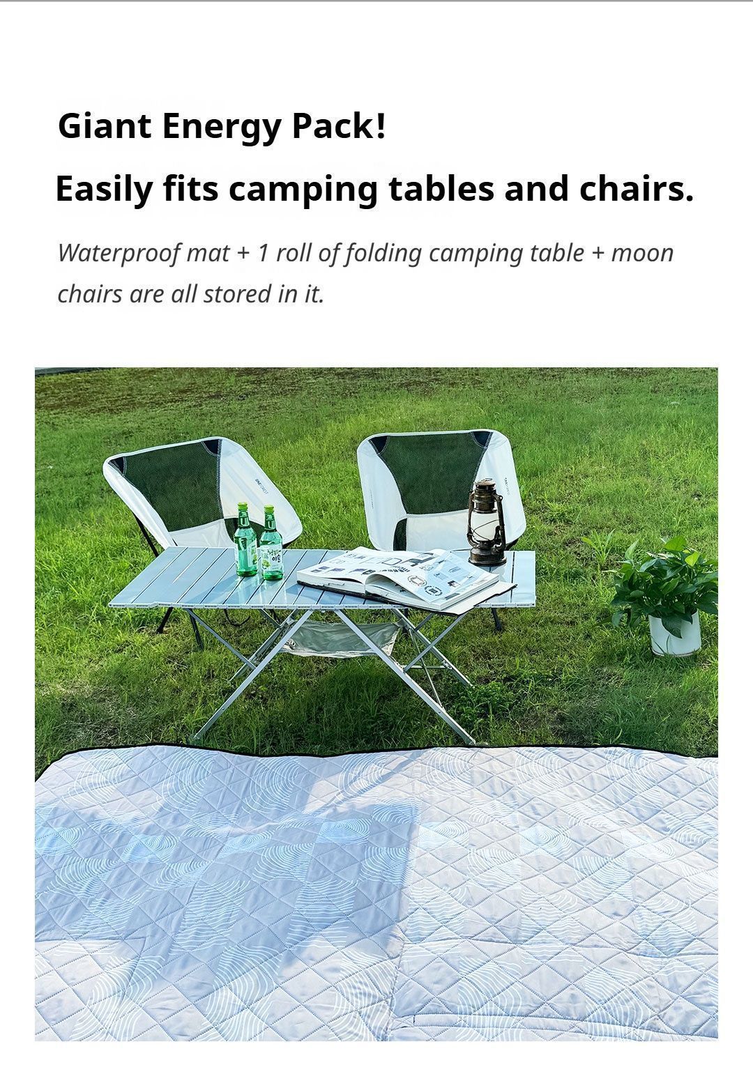 ONEFOREST 3-in-1 Tote Bag Camping Set with Black Ground Mat, Ultralight Foldable Outdoor Kit for Picnic & Travel, Christmas Holiday Practical Gift