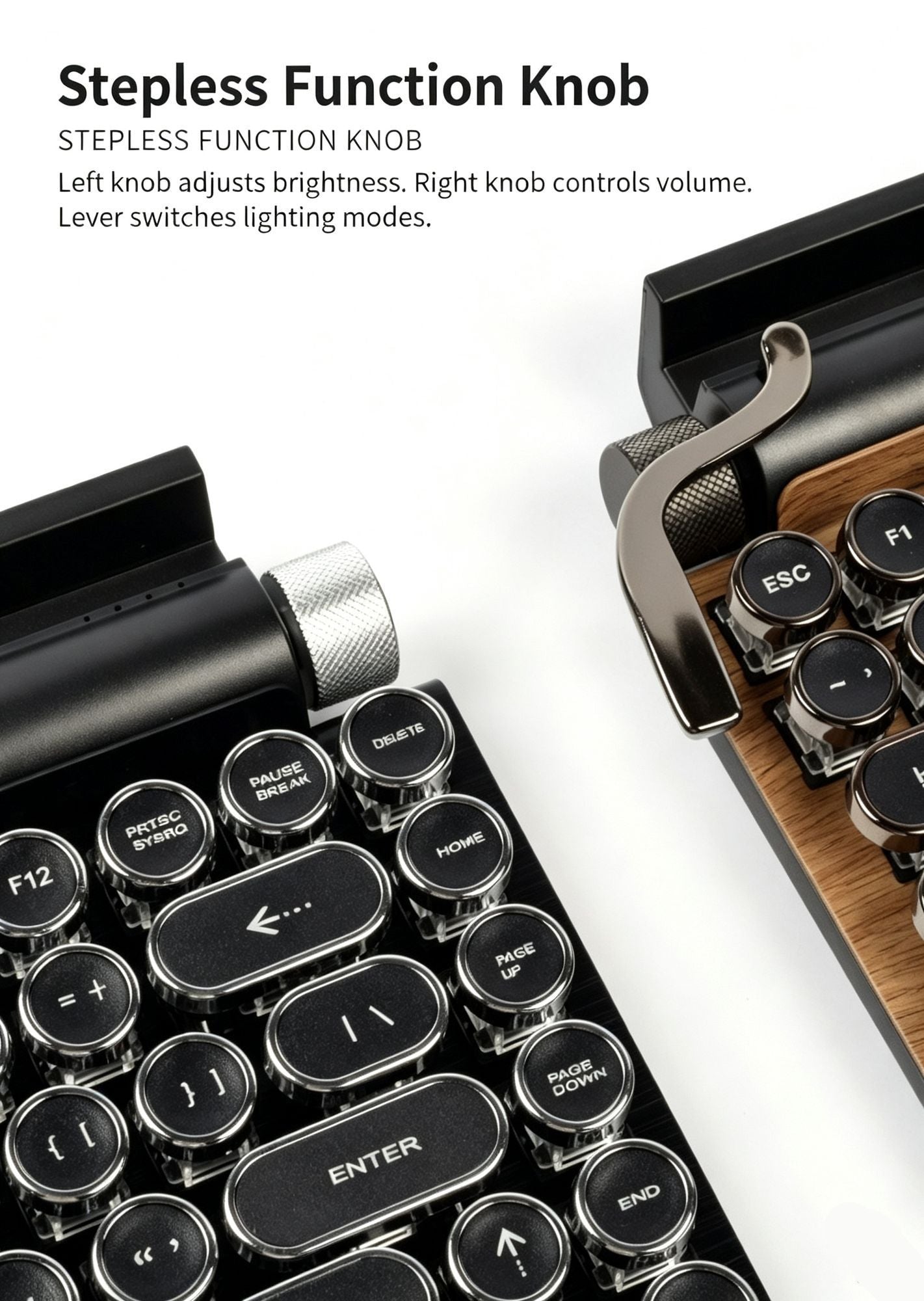83 Key Vintage Punk Typewriter Style Mechanical Keyboard, Hot Swappable Clicky Blue Switch, Dual Bluetooth Connection, Black Shell With RGB Mixed Lighting, Custom Gaming PC Gear, Christmas Halloween Holiday Tech Present