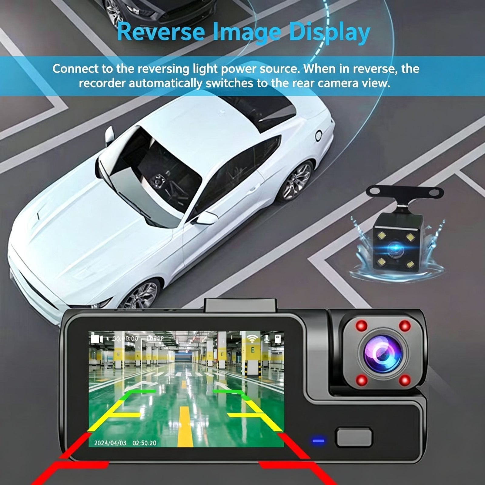 HD Night Vision Car DVR 3 Lens Triple Recording Front Inside Rear Dash Camera Ideal Christmas Gift