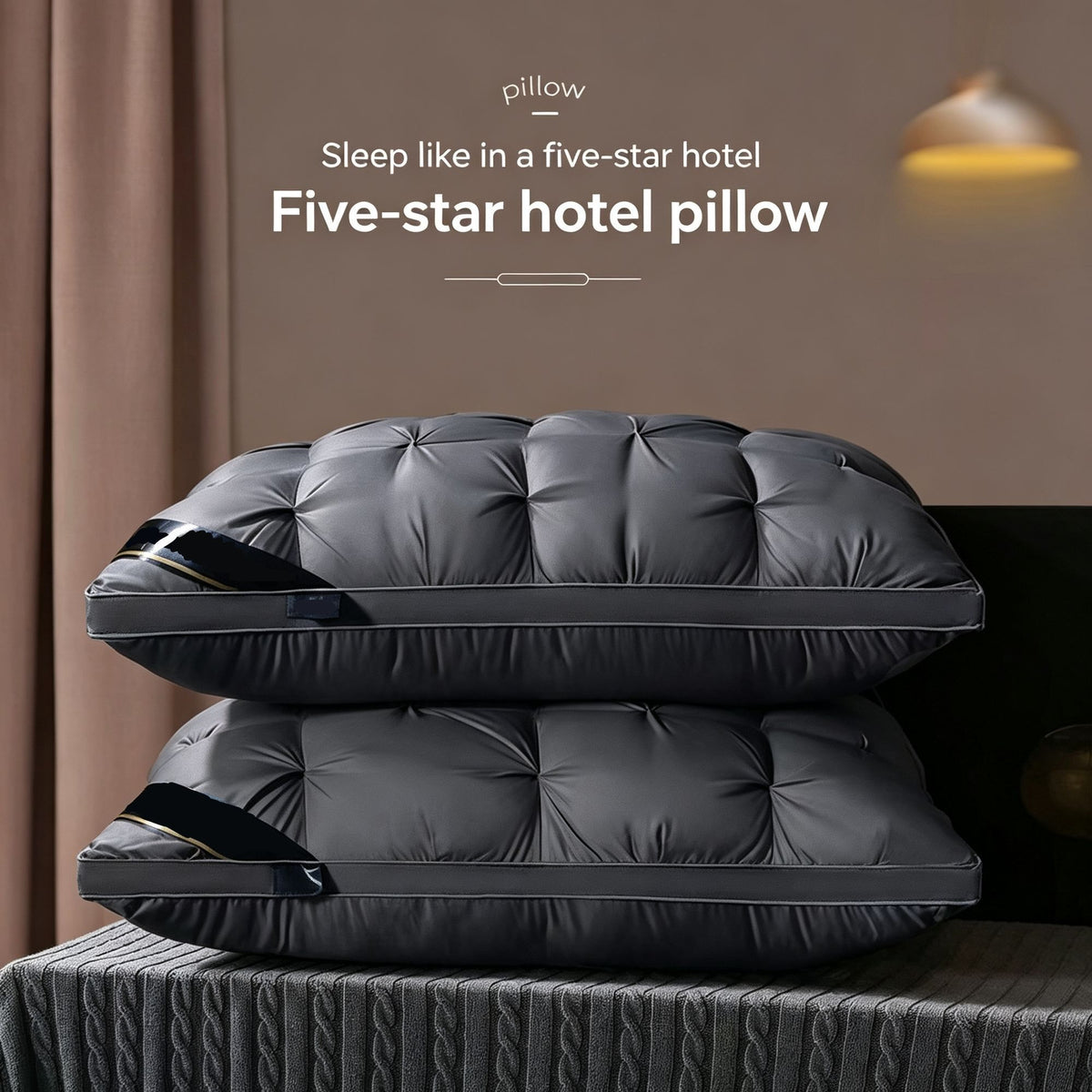 Twisted Pure White High Loft Pillow Pair | 950g Per Piece | Bright Supportive Pillow Set, Christmas Crisp Deep Sleep Set for Bright Bedroom