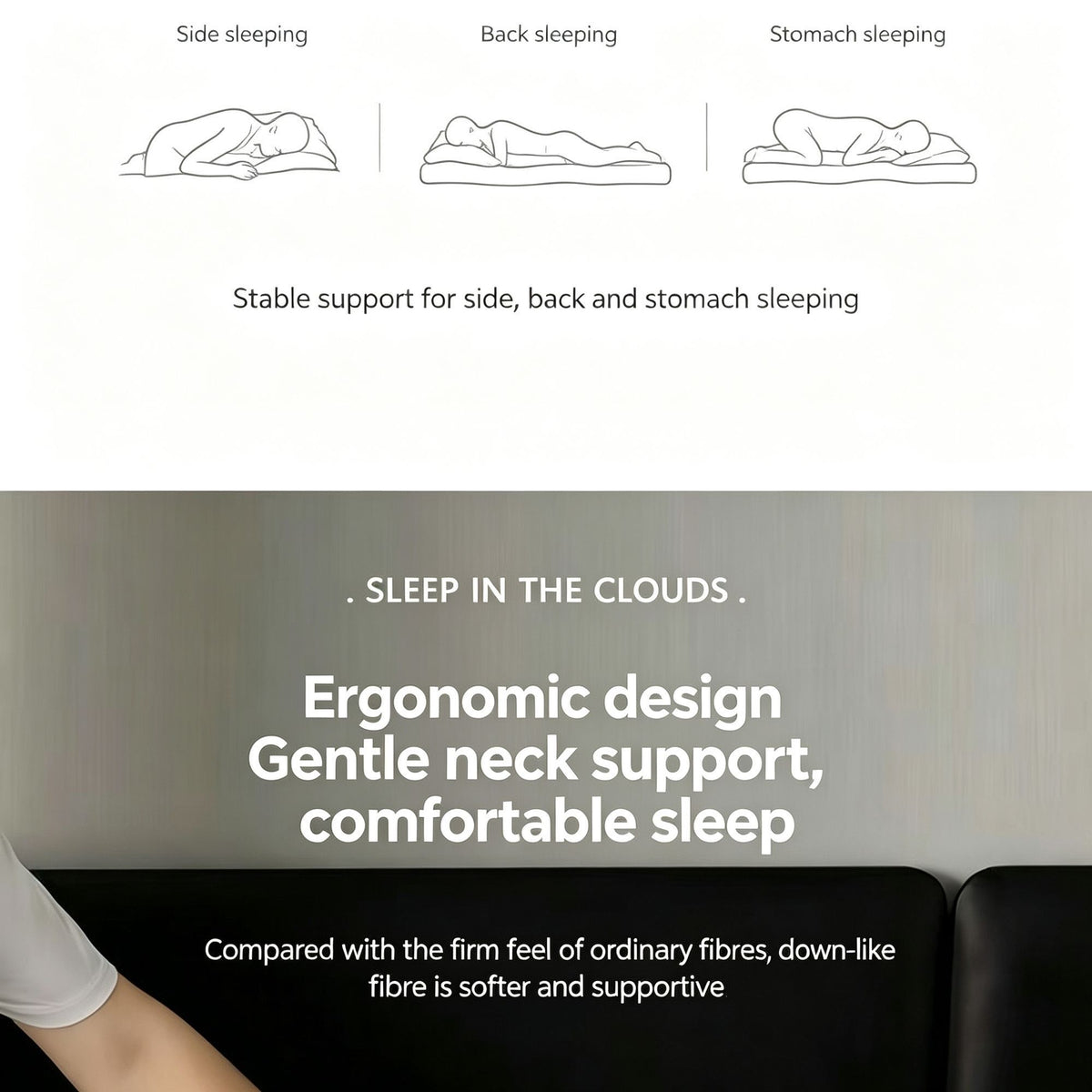 Twisted Pure White High Loft Pillow Pair | 950g Per Piece | Bright Supportive Pillow Set, Christmas Crisp Deep Sleep Set for Bright Bedroom