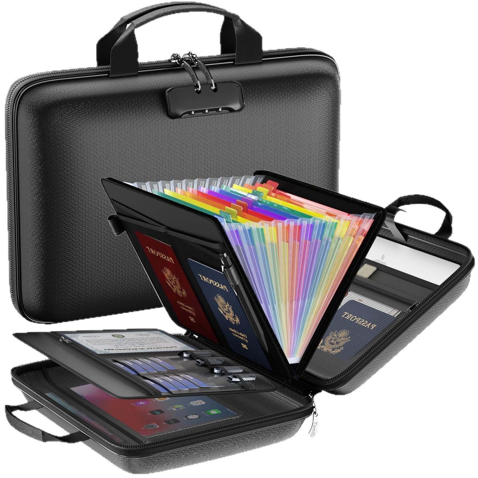 EVA Fireproof Color Expanding File Folder Portable A4 Handheld Document Organizer, Holiday Business Gift, 38x28x9