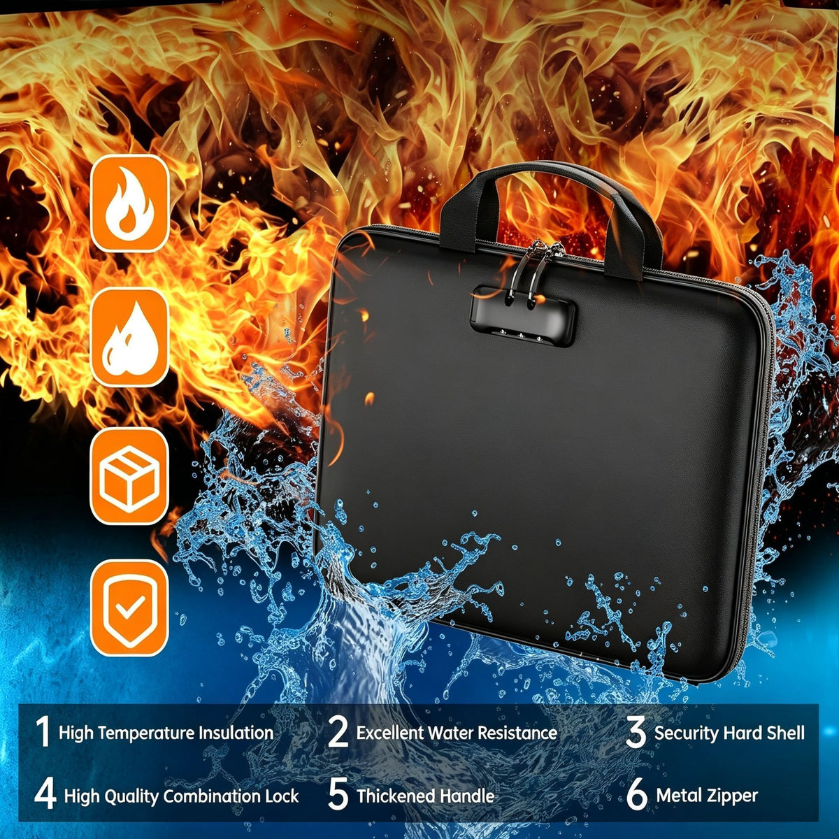 EVA Blue Fireproof Color Expanding File Folder A4 Portable Handheld Document Bag, Halloween Document Storage Supply, 38x28x9