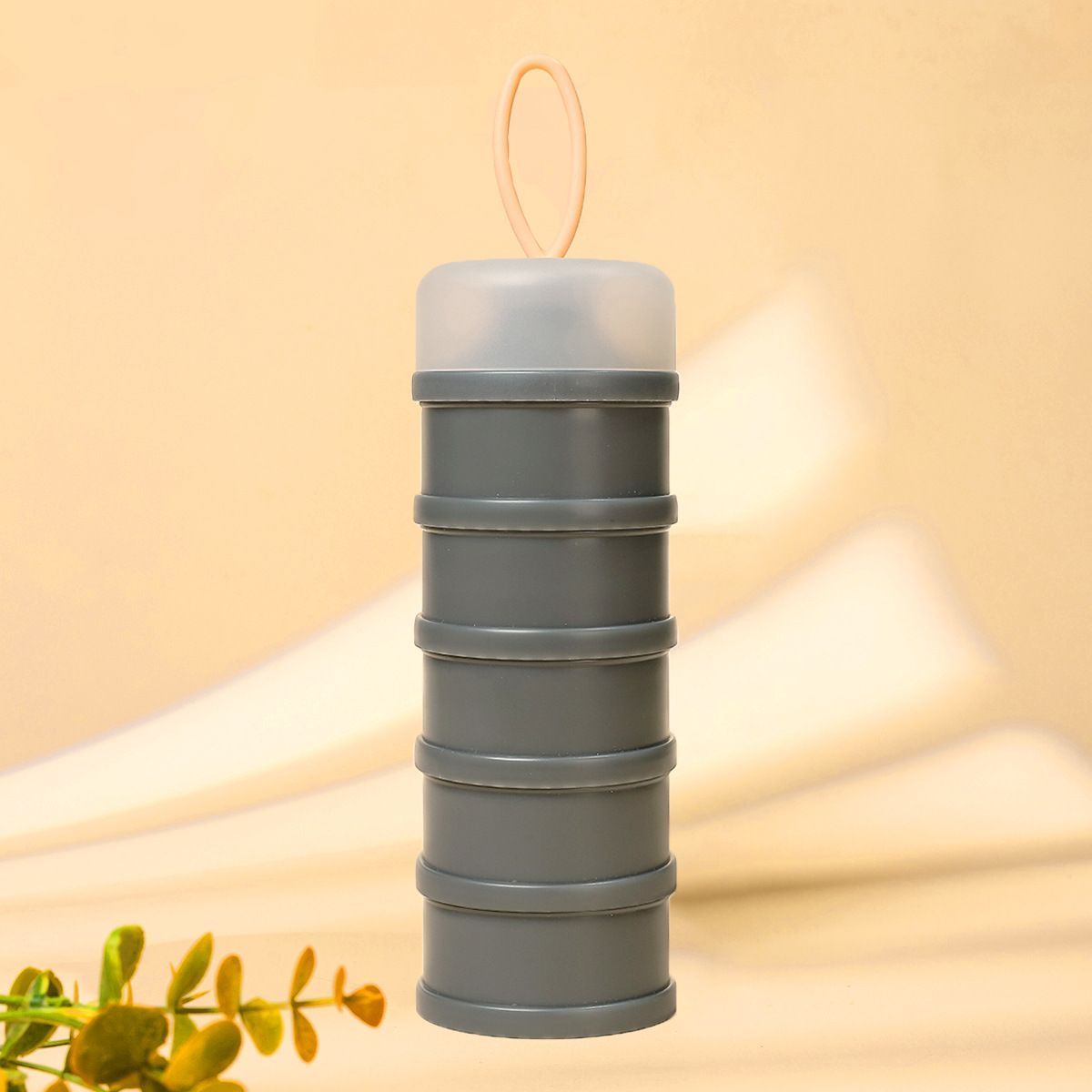Grey 5‑Tier Sealed Powder Dispenser 2Pcs, Portable Layered Storage Case for Protein Powder, Halloween Travel Outdoor Retail Container