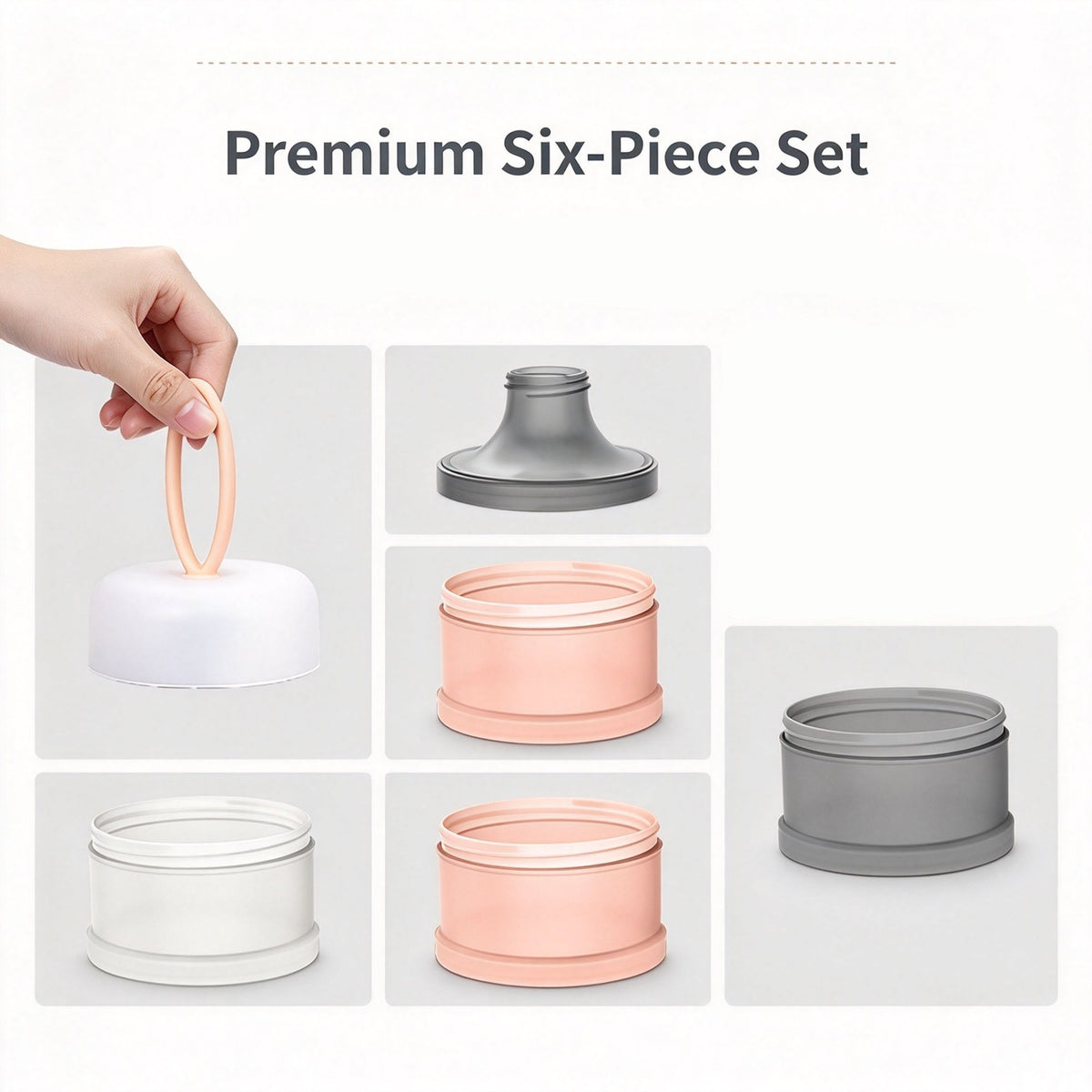 Red 5‑Compartment Portable Powder Container 2Pcs, Layered Sealed Retail Storage Box for Protein Powder, Travel Fitness Accessory