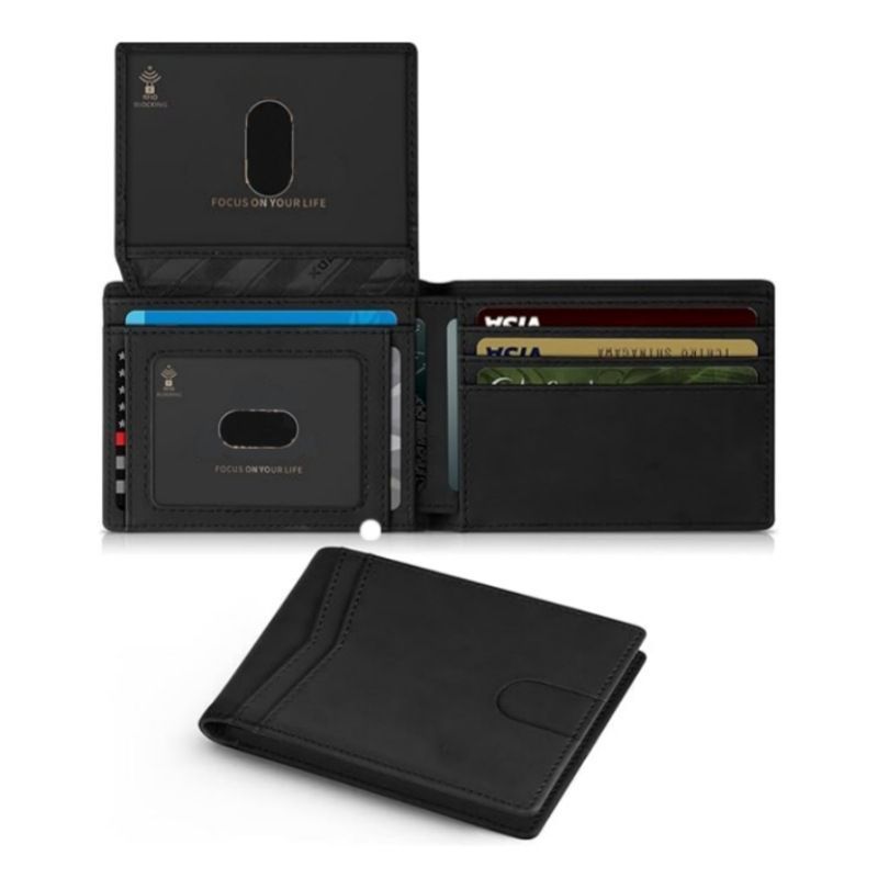 Men Portable Anti‑Skimming Money Clip Black, Short RFID Blocking Wallet, Halloween Business Commute Daily Use Purse Accessory