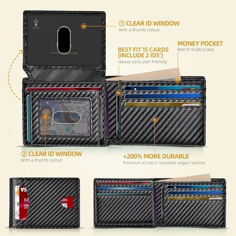Men Short Anti‑Theft RFID Blocking Wallet Brown, Portable Business Money Clip, Holiday Gift for Men Daily Travel Storage Purse