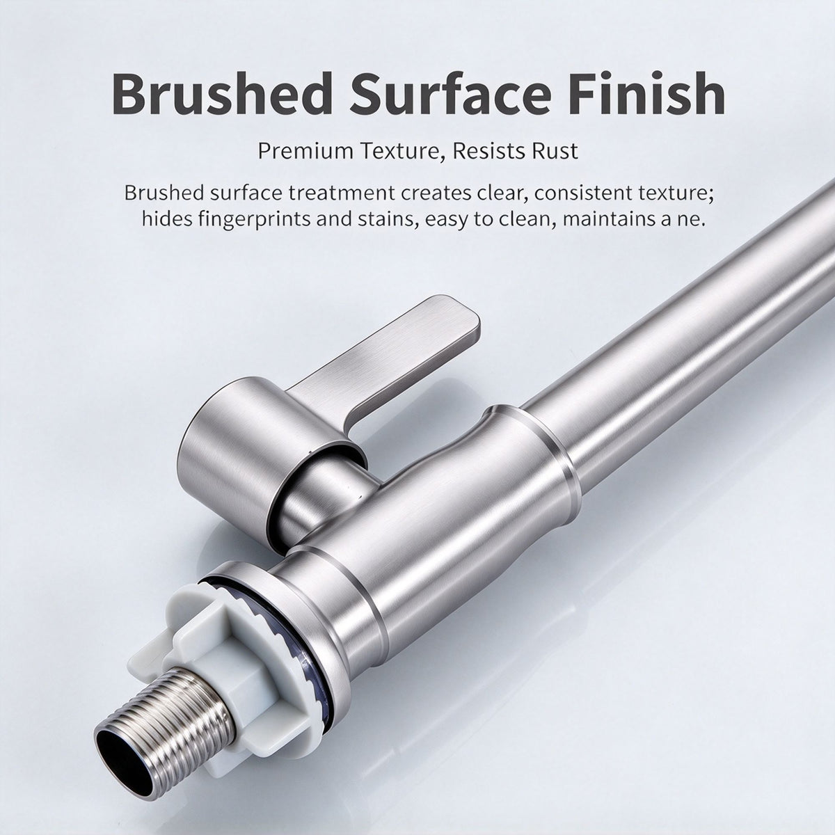 304 Stainless Steel Single Cold Kitchen Faucet Large Bend Without Inlet Pipe Ball Bearing Rotatable Tap for Sink Bathroom Halloween Christmas Home Hardware