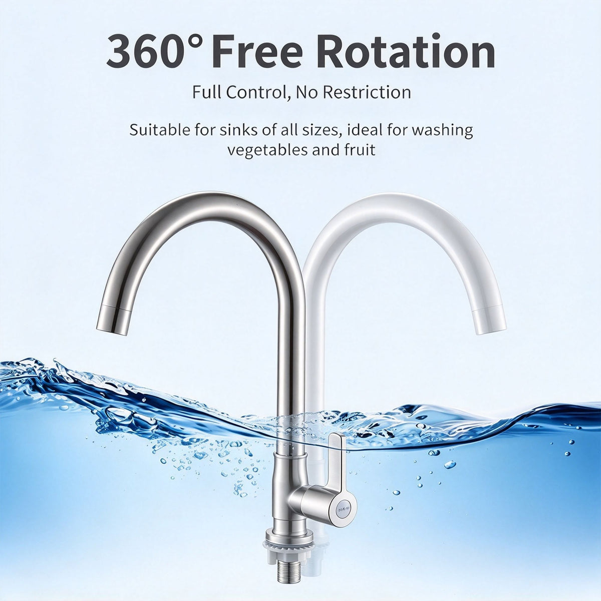Ball Bead Stainless Steel Single Cold Large Bend Kitchen Tap Without Inlet Pipe Single Cold Water Outlet Faucet for Washing Basin Home Hardware Gift