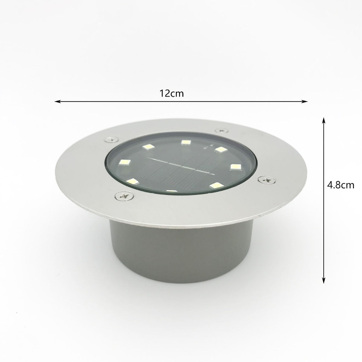 Solar 8LED Cast‑Aluminum Buried Ground Lamp Warm Light Waterproof In‑Ground Light for Backyard Villa Patio Holiday Ambience Decoration