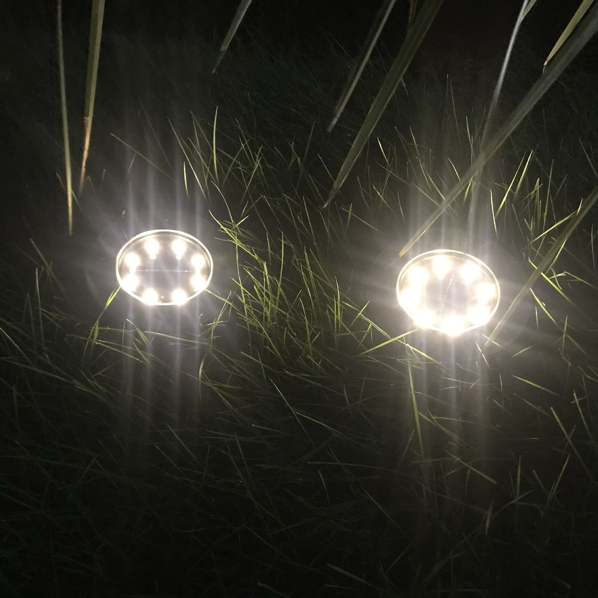 2Pcs Solar 8LED Cast‑Aluminum Buried Ground Lamps Warm Light Waterproof Garden Villa Patio Halloween Xmas Outdoor Accent Lighting