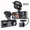 2‑Inch Screen WiFi Triple‑Channel Car Driving Recorder Front Inside Rear Lens 32G Memory Card HD Night Vision Parking Monitoring Mobile Sync, Must‑Have Auto Safety Device, Halloween Christmas Gift Option